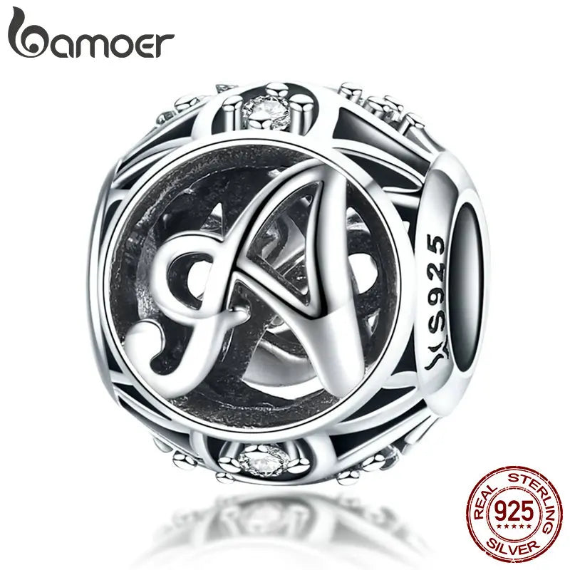 925 Sterling Silver Alphabet Charms A–Z – Letter Beads for DIY Bracelets