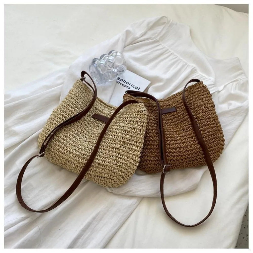 Large Capacity Straw Knitted Purses and Handbags Women Shoulder Bags Straw Woven Side Bag for Ladies Woman Handbag Beach Bag