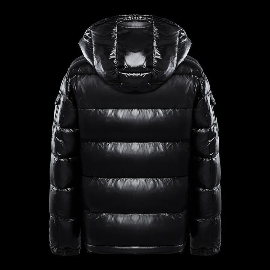 Men's Black Waterproof Short Puffer Jacket – Lightweight Glossy Winter Coat
