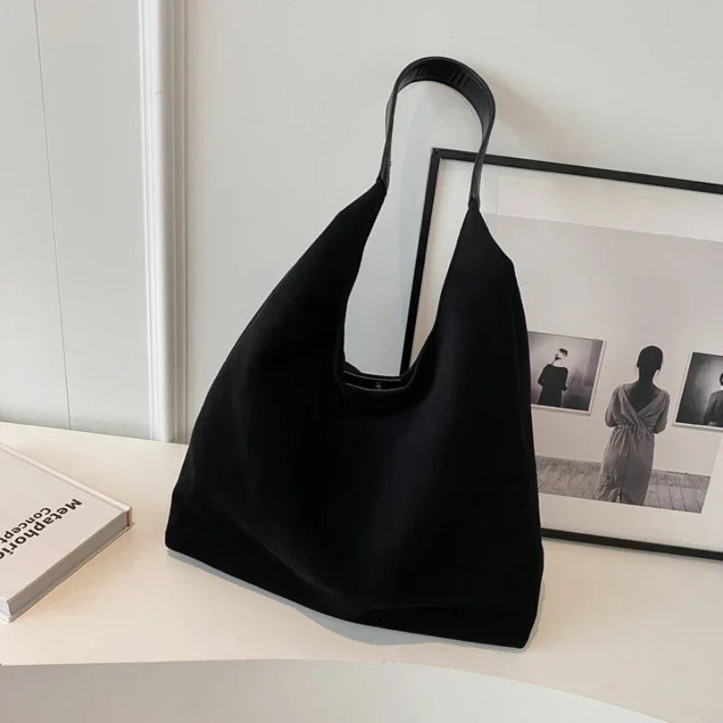 Women's Suede Shoulder Bag – Vintage Large-Capacity Tote with Top Handle