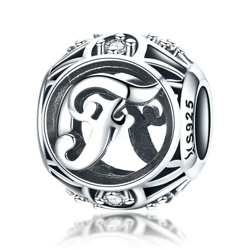 925 Sterling Silver Alphabet Charms A–Z – Letter Beads for DIY Bracelets