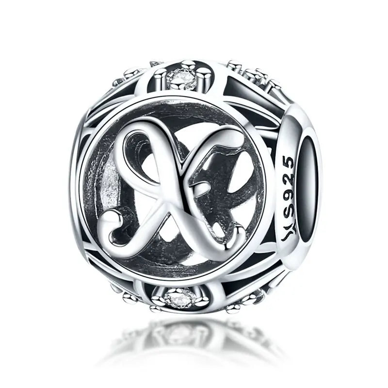 925 Sterling Silver Alphabet Charms A–Z – Letter Beads for DIY Bracelets