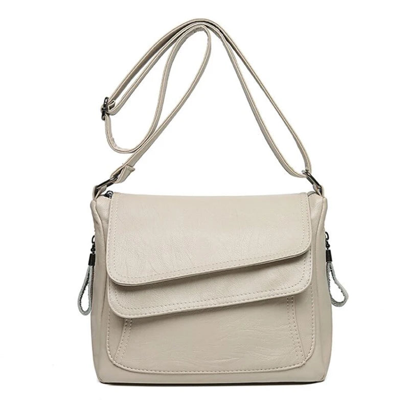 Women's Soft Leather Shoulder Bag – Elegant Spring Crossbody Handbag