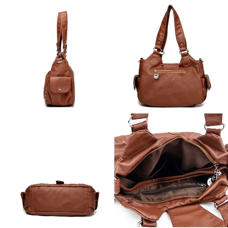 Women's Vintage Soft Leather Handbag – Large-Capacity Shoulder and Crossbody Bag