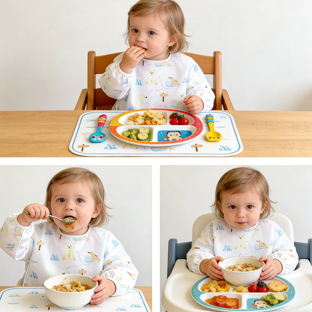 2pcs Waterproof Full Sleeve Baby Bibs Children Apron Long Sleeve Feeding Smock Kids Eating Breastplate Infant Scarf Clothing