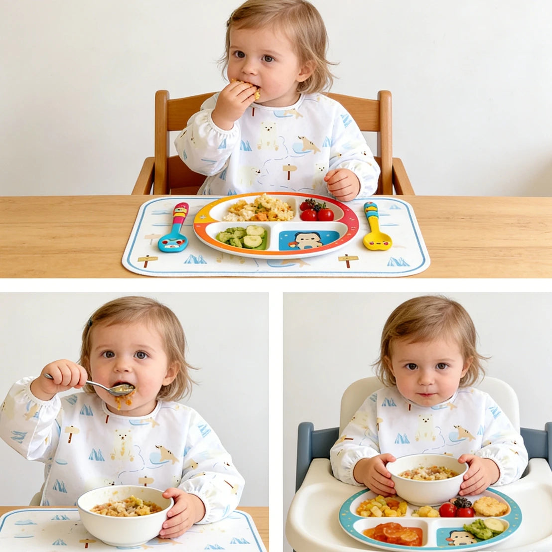 2pcs Waterproof Full Sleeve Baby Bibs Children Apron Long Sleeve Feeding Smock Kids Eating Breastplate Infant Scarf Clothing
