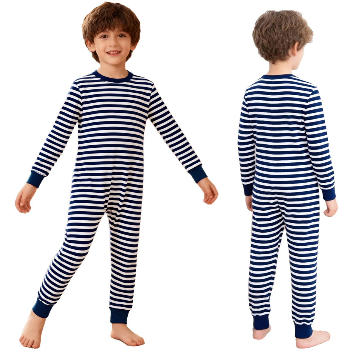 Children Special Needs Adaptive Clothing Long Sleeve Anti-Strip Back Zipper Striped Rompers Boys Girls Wearing All Day Jumpsuit