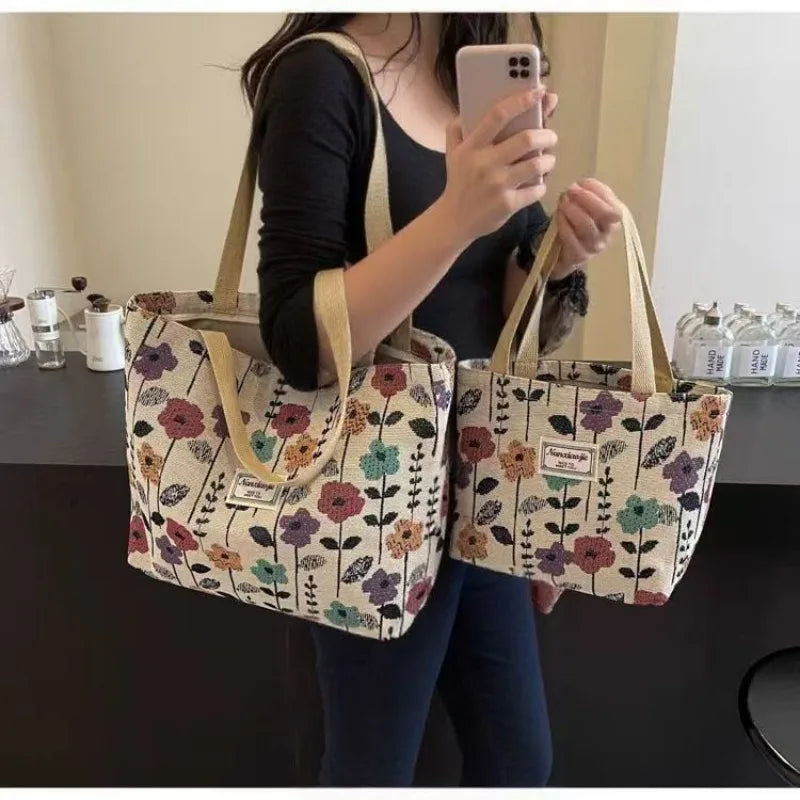 Women's Canvas Tote Bag – Large-Capacity Shoulder Bag for Shopping, Work and School