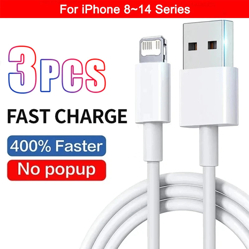 1-5Pcs 30W Fast Charging USB Cables For iPhone 13 11 12 14 Pro XS Max X XR 7 8 Plus SE Original Data Cable PD Quick Charger Cord