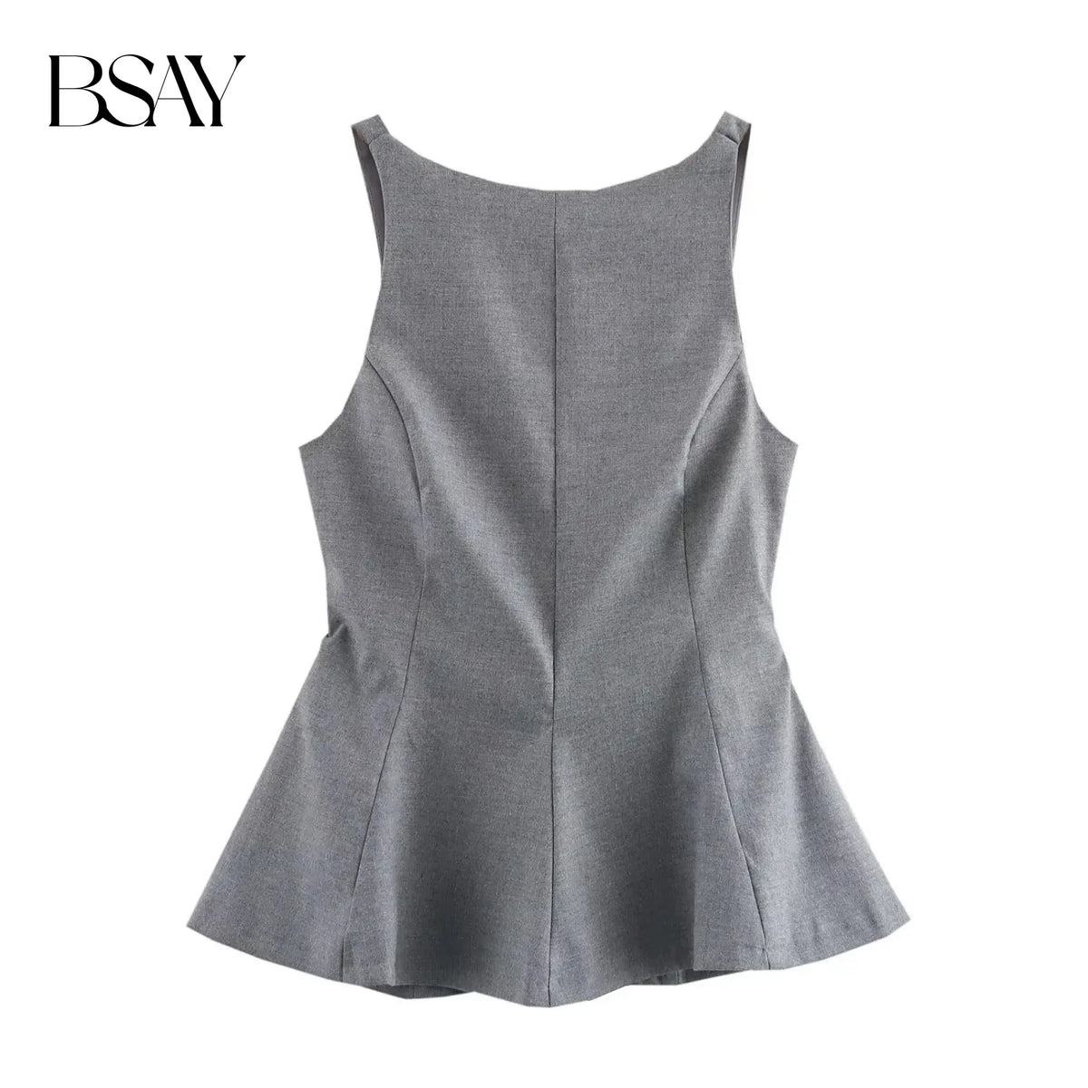 Women’s Backless Crop Top – Bow Detail Side-Zip Sleeveless Blouse