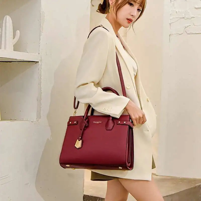Women's Leather Handbag – Elegant Top-Handle Shoulder and Crossbody Bag