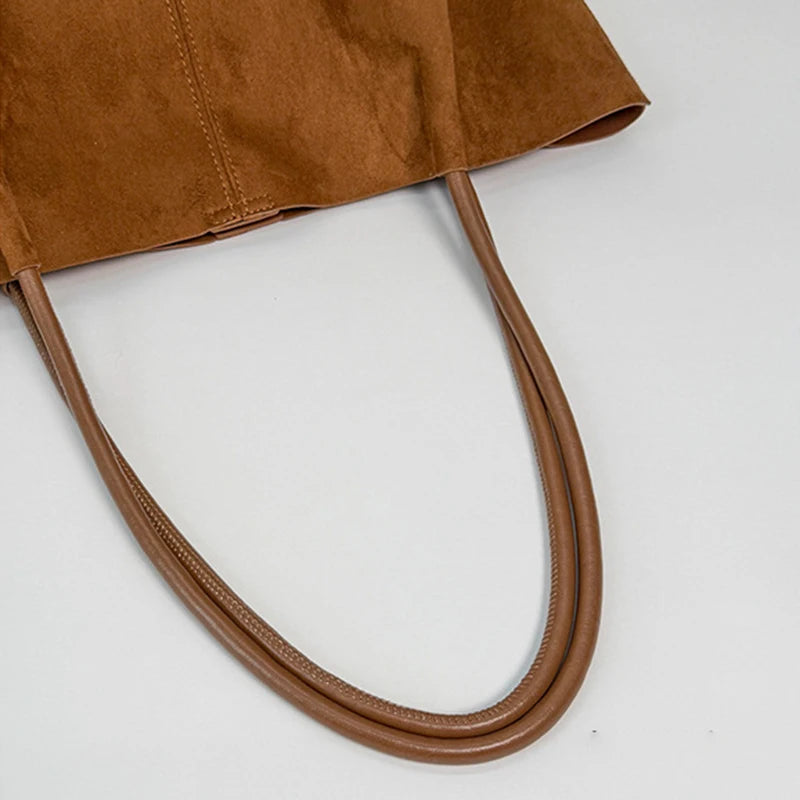 Women's Autumn New Suede Commuter Versatile Large Capacity Tote Bag Casual Simple Shoulder Bag Fashion Commuter Crossbody Bag