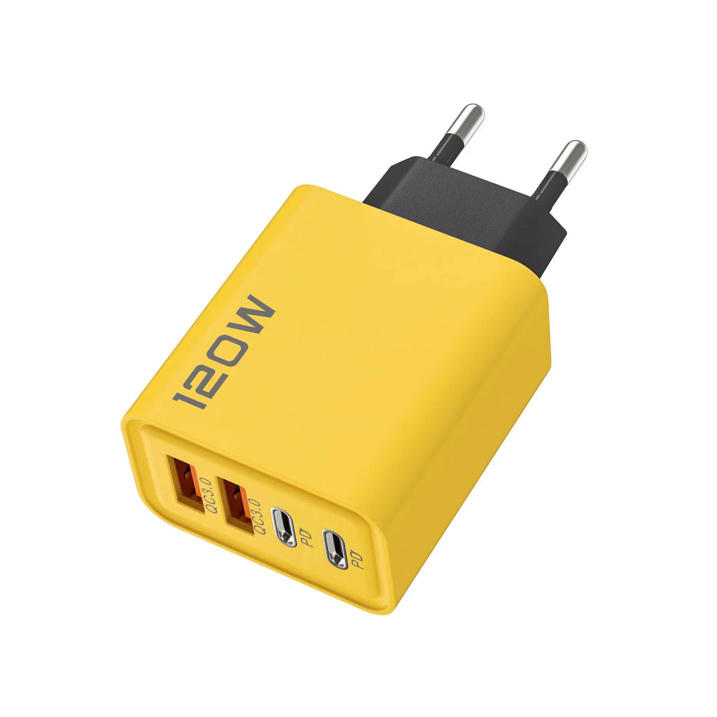 4 Port 120W USB C Fast Charger Station PD QC3.0 Wall Adapter Data Cable For iPhone Samsung Xiaomi Huawei EU US UK Plug Travel