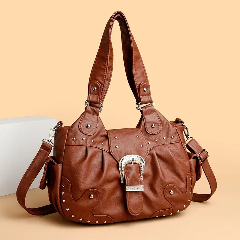 Women's Vintage Soft Leather Handbag – Large-Capacity Shoulder and Crossbody Bag