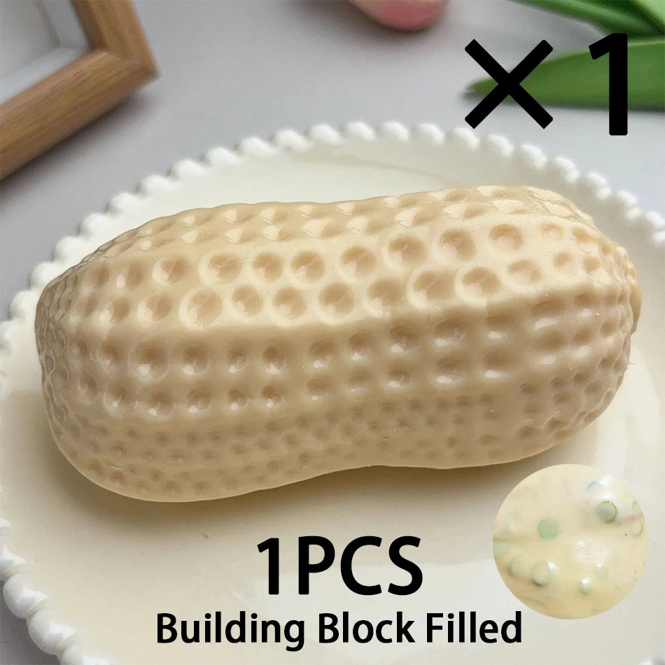 2 Styles Peanut Squishy Toys Crunchy Or Slow Rebound Food Shaped Stress Ball ASMR Sensory Fidget Toy for Adults Desk Recess Toy