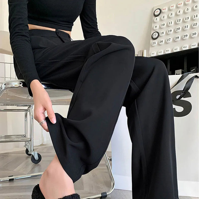 Women’s High-Waisted Straight-Leg Trousers – Casual Office Pants