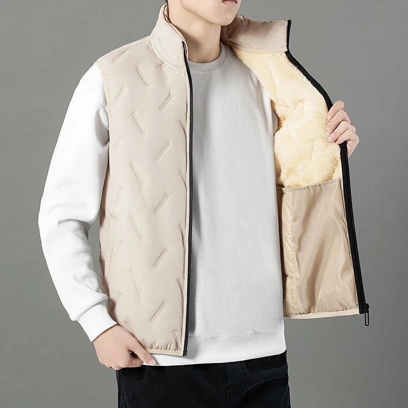 Men’s Fleece-Lined Outdoor Vest – Windproof Casual Waistcoat for Autumn & Winter