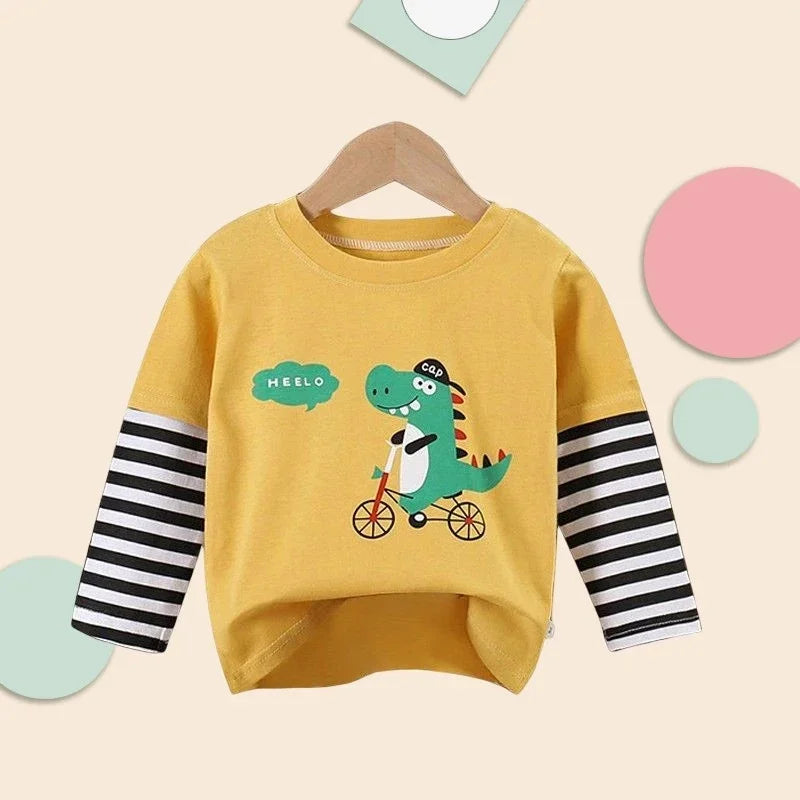 Children's Clothing Boys Girls T-Shirt Kids Clothes Cartoon Tops Long Sleeve Baby Clothing Autumn Winter Cotton Print Sweatshirt