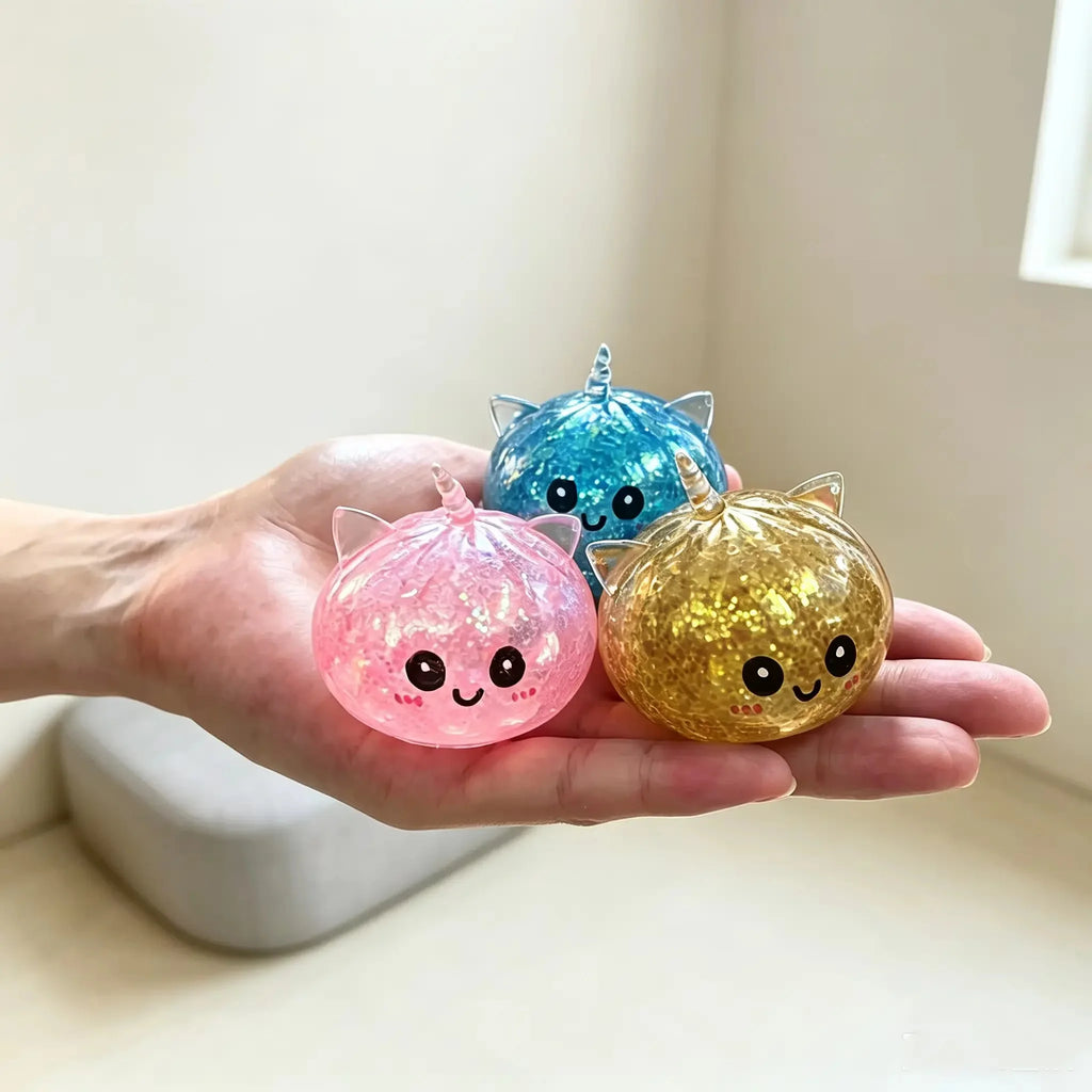 Soft Glitter Dumpling Squishy Blind Box TPR Steamer Fidget Toy Sensory Squeeze Ball Stress Relief Party Gift for Halloween