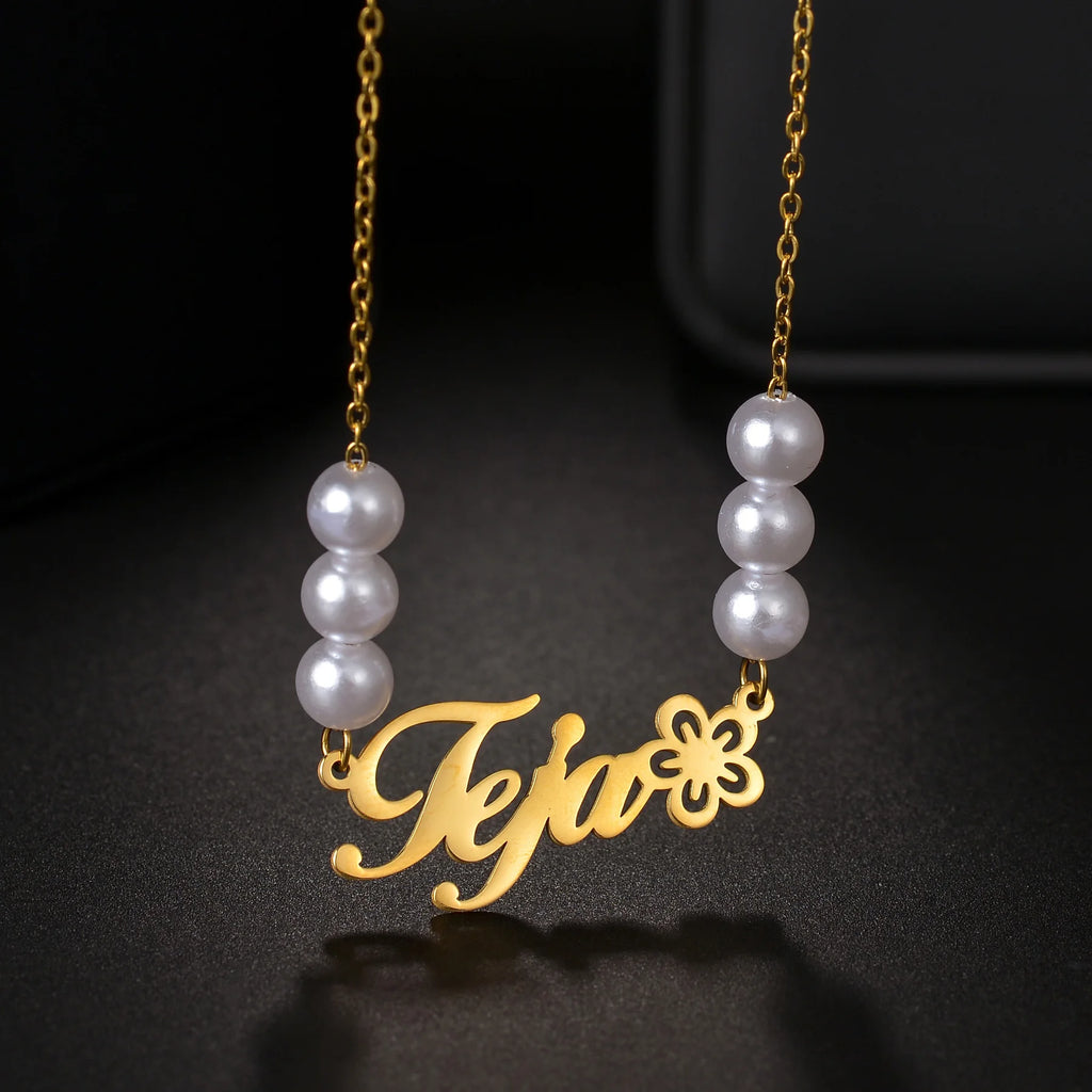 Personalized Name Necklace – Stainless Steel Beaded Snake Chain for Men & Women