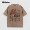 Unisex Washed Cotton Anime Monster Graphic T-Shirt – Retro Harajuku Streetwear Tee