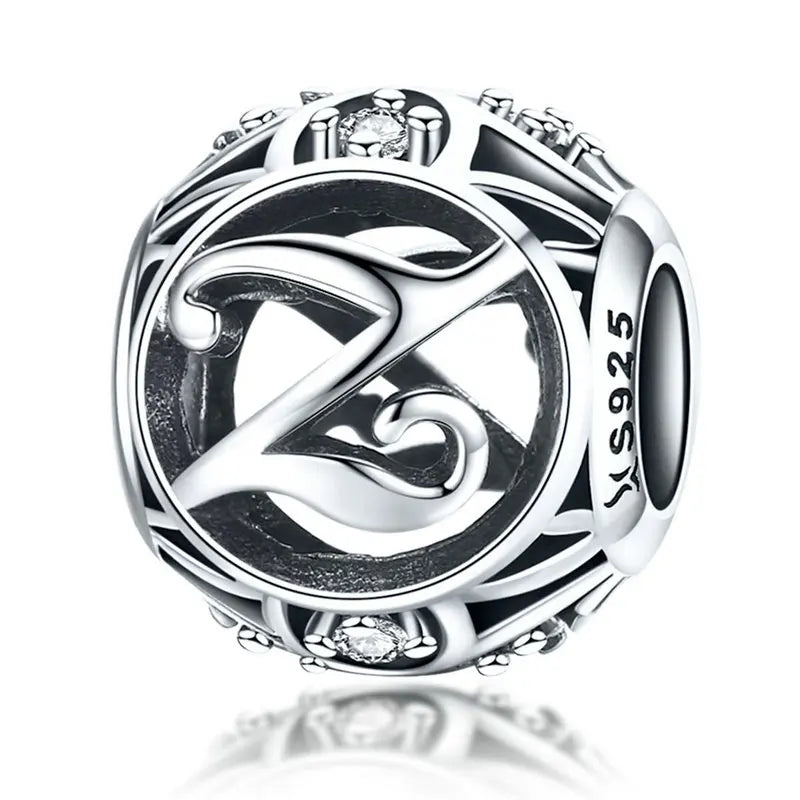925 Sterling Silver Alphabet Charms A–Z – Letter Beads for DIY Bracelets