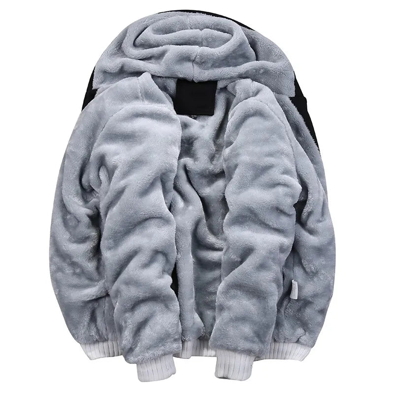 Men's Fleece-Lined Zip-Up Hoodie – Thick Warm Winter Sweatshirt Jacket, Sizes M–5XL