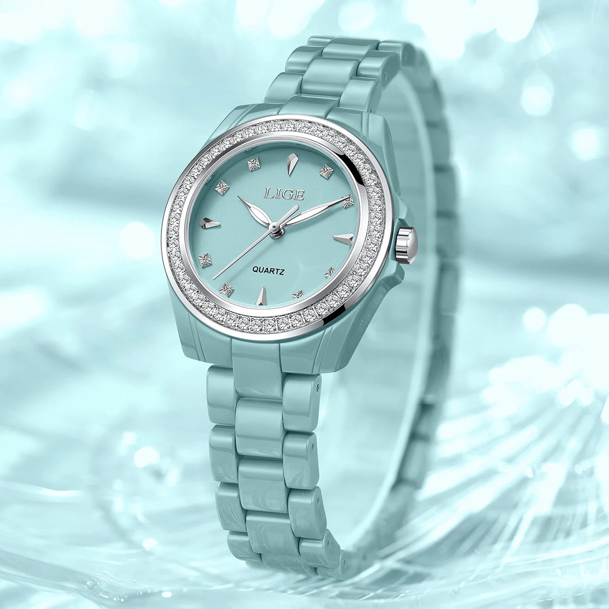LIGE Women's Watch 2026 New Ceramic Elegant Quartz Watch Fashion Waterproof Luminous Clock Women's Wristwatch Montre Femme+BOX