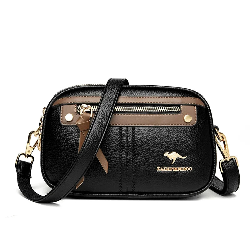 Women's Luxury Leather Shoulder Bag – Three-Layer Designer Handbag