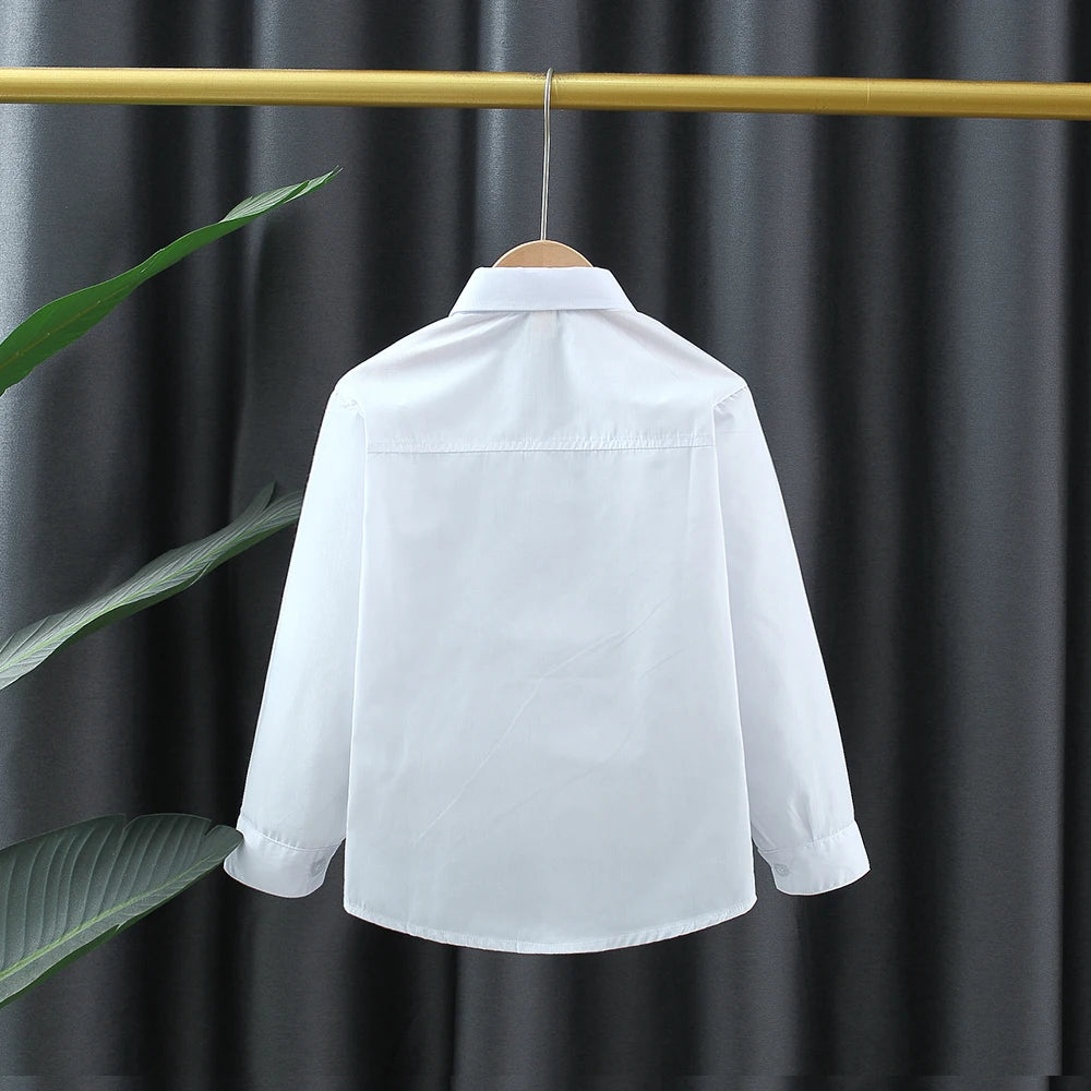 Spring And Autumn New White Long Sleeve Baby Boys' And Girls' Shirts, Soft And Comfortable Children'S Clothing For 90-180cm