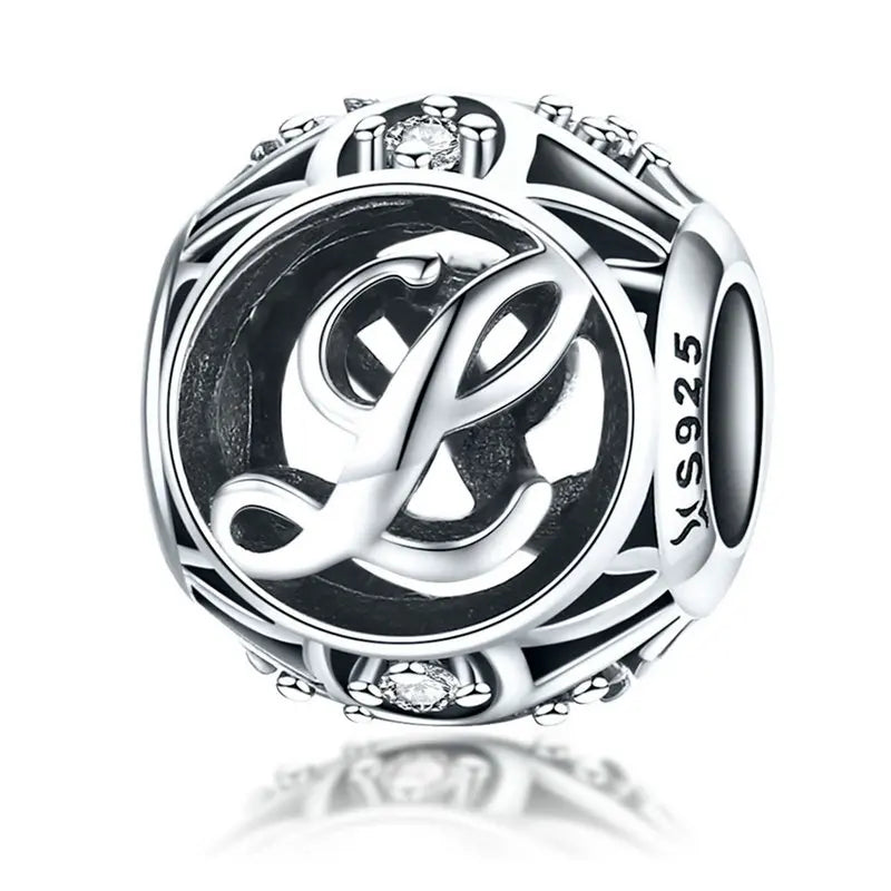 925 Sterling Silver Alphabet Charms A–Z – Letter Beads for DIY Bracelets