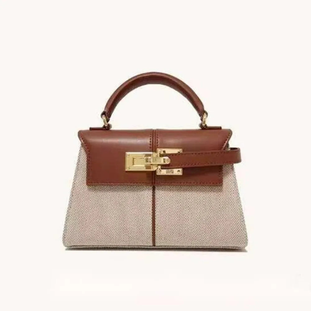 Women's Trapezoid Leather Handbag – Elegant Top-Handle Shoulder Bag
