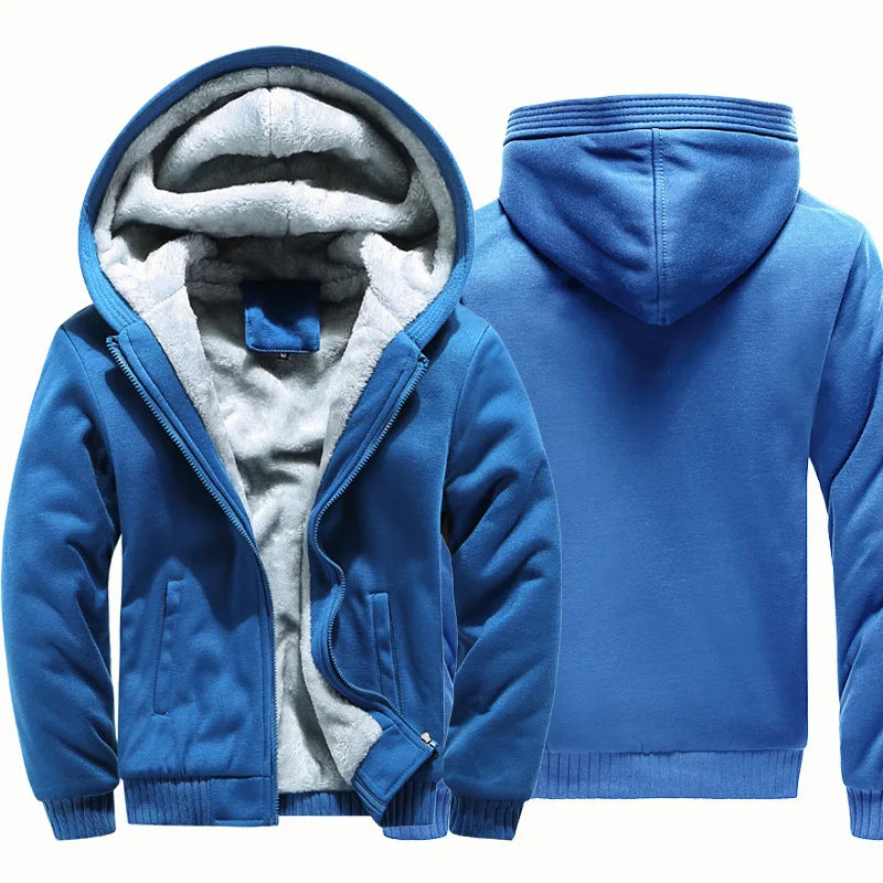 Men's Fleece-Lined Zip-Up Hoodie – Thick Warm Winter Sweatshirt Jacket, Sizes M–5XL