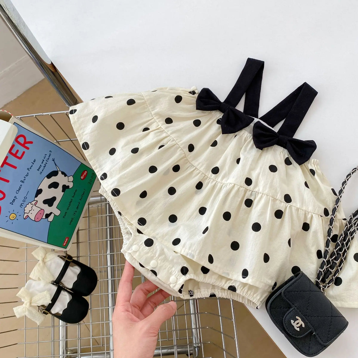 Summer Baby Girl Clothes Cute Bow Tie Baby Infant Clothes Dot Princess Romper Dress Summer Clothing