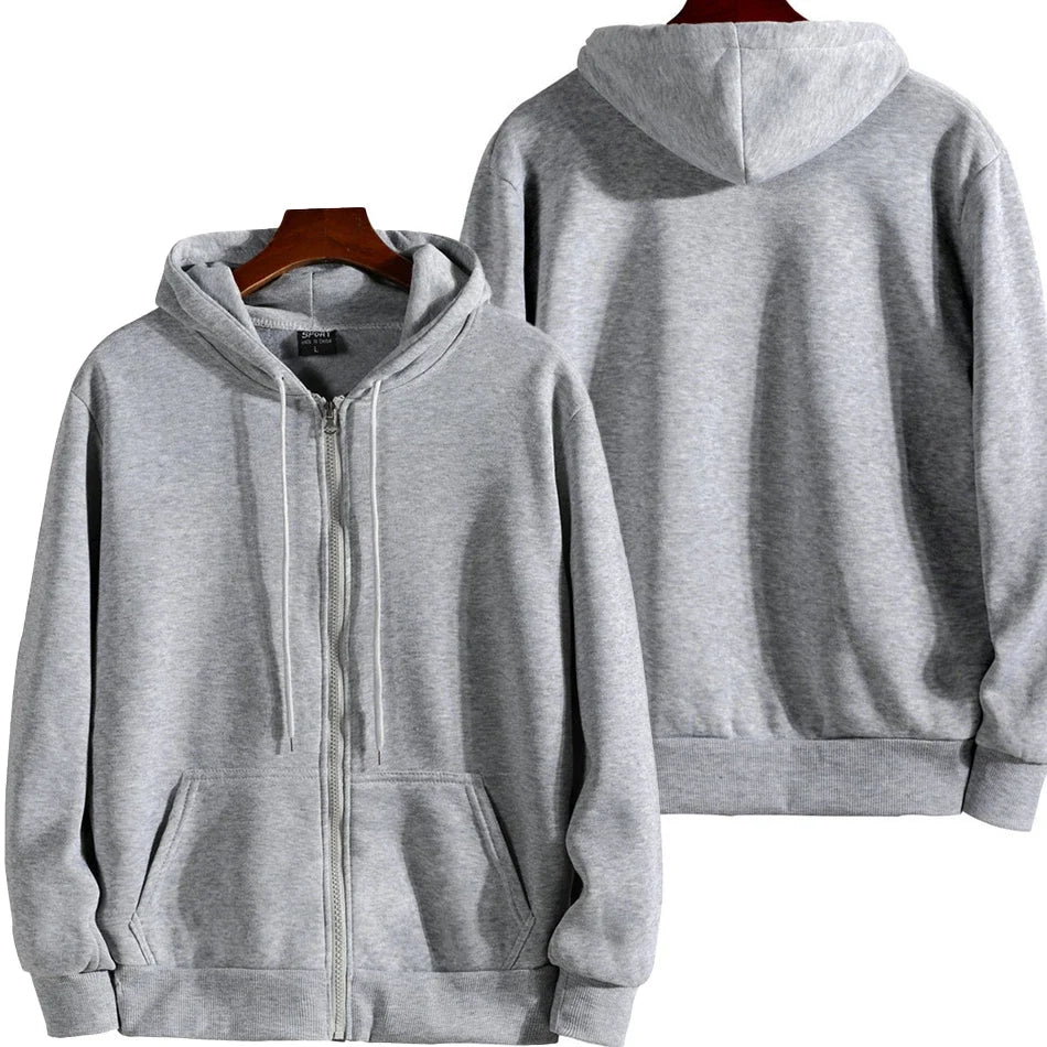 Unisex Zip-Up Hoodie – Long Sleeve Casual Sweatshirt for Autumn and Winter