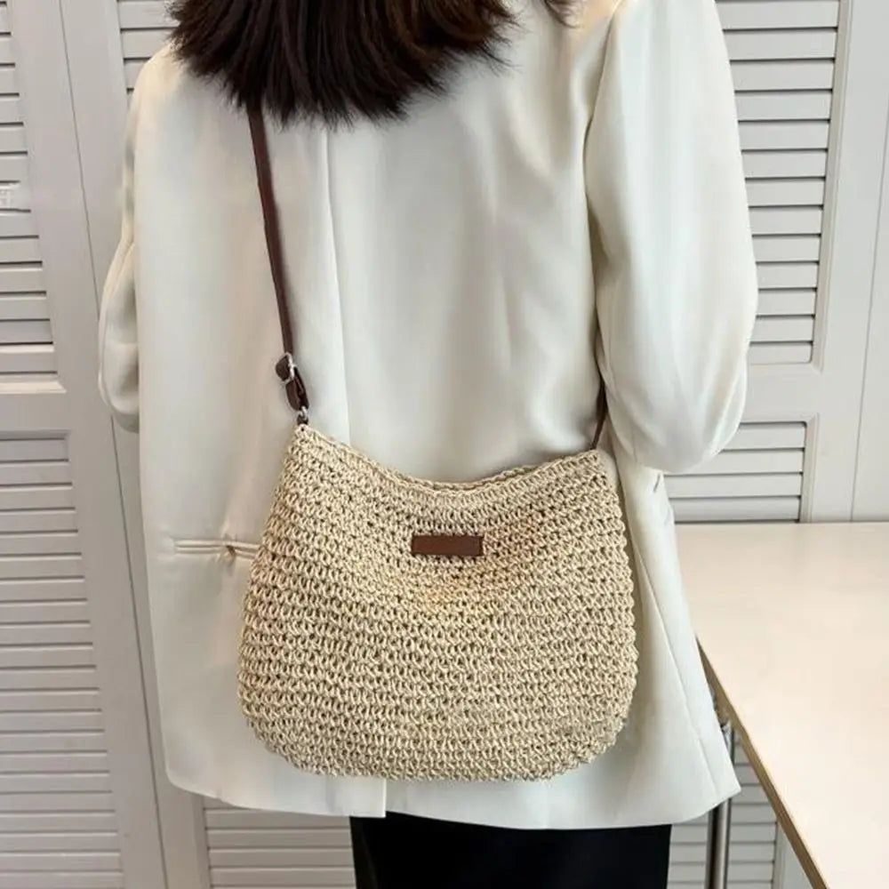 Large Capacity Straw Knitted Purses and Handbags Women Shoulder Bags Straw Woven Side Bag for Ladies Woman Handbag Beach Bag
