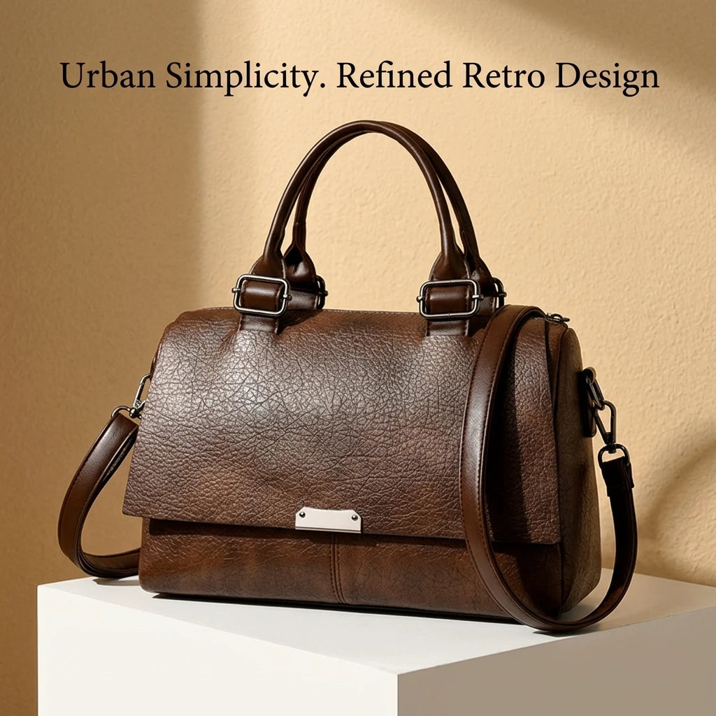Handbag for Women Vintage Soft PU Leather Shoulder Bag Retro Medium Crossbody Satchel