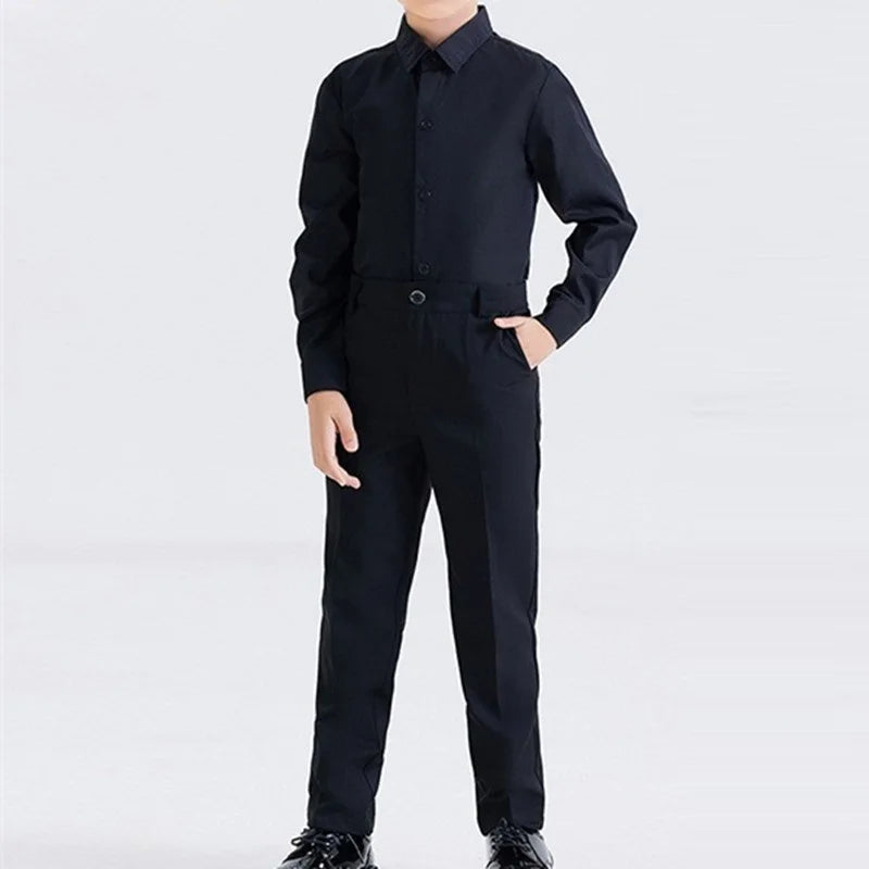 4-16 Years Boys Clothing Sets Long Sleeve Button Shirt + Suit Pants Children Birthday Party Performance Outfits Kids Clothes Set