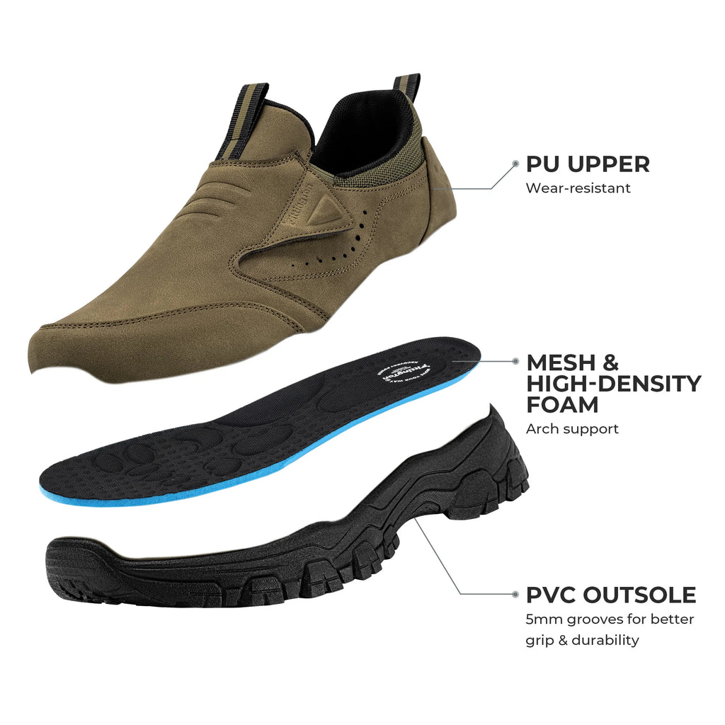 FitVille Mens Loafers Non Slip Walking Flats Breathable Outdoor Slip on Casual Shoes for Male Work Office Driving Sneakers