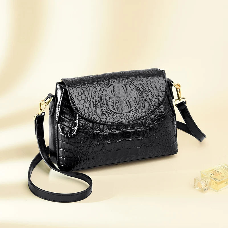 Women's Crocodile-Pattern Shoulder Bag – Luxury-Style Leather Crossbody Handbag