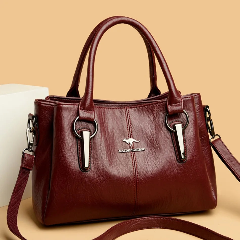 Women's Soft Leather Crossbody Bag – Luxury-Style Large-Capacity Handbag