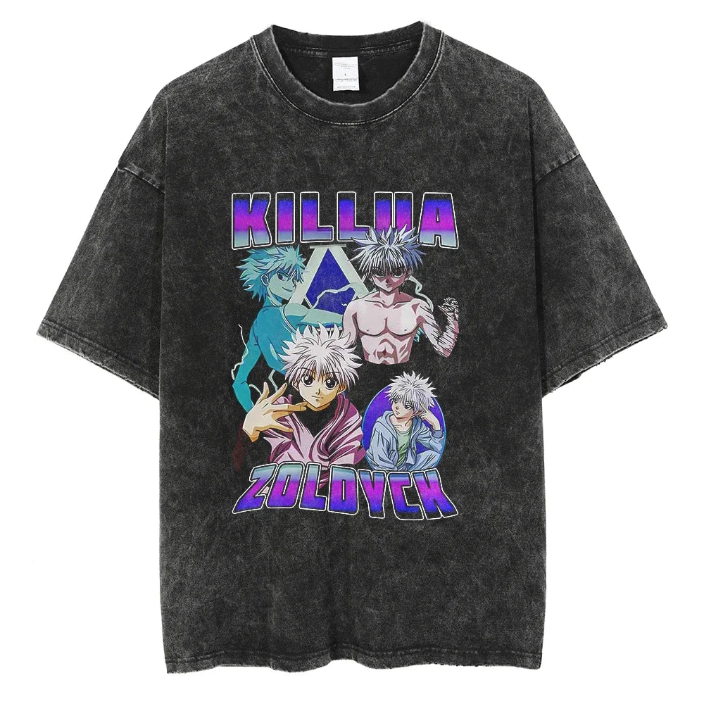 Hunter x Hunter Kurapika Graphic T-Shirt – Unisex Washed Cotton Short Sleeve Streetwear Tee