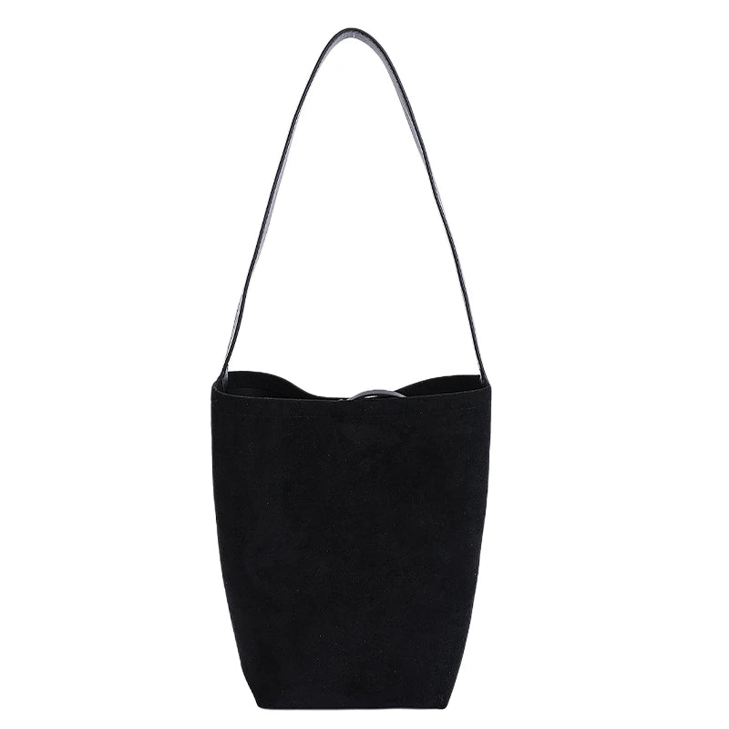 Women's Faux Suede Bucket Bag – Large-Capacity Retro Shoulder Tote Bag