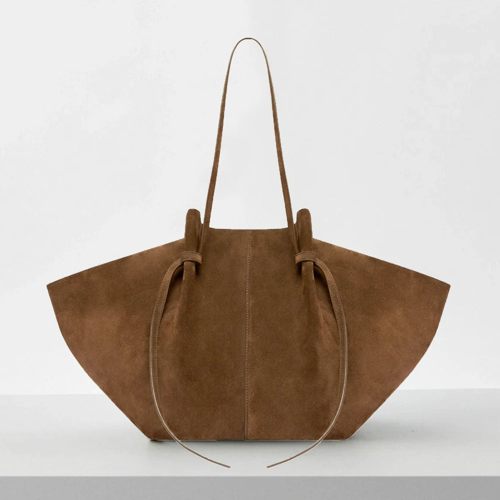 Vintage Faux Suede Tote Bags For Women Luxury Designer Handbags And Purses New In Ruched Large Capacity Underarm Shoulder Bags