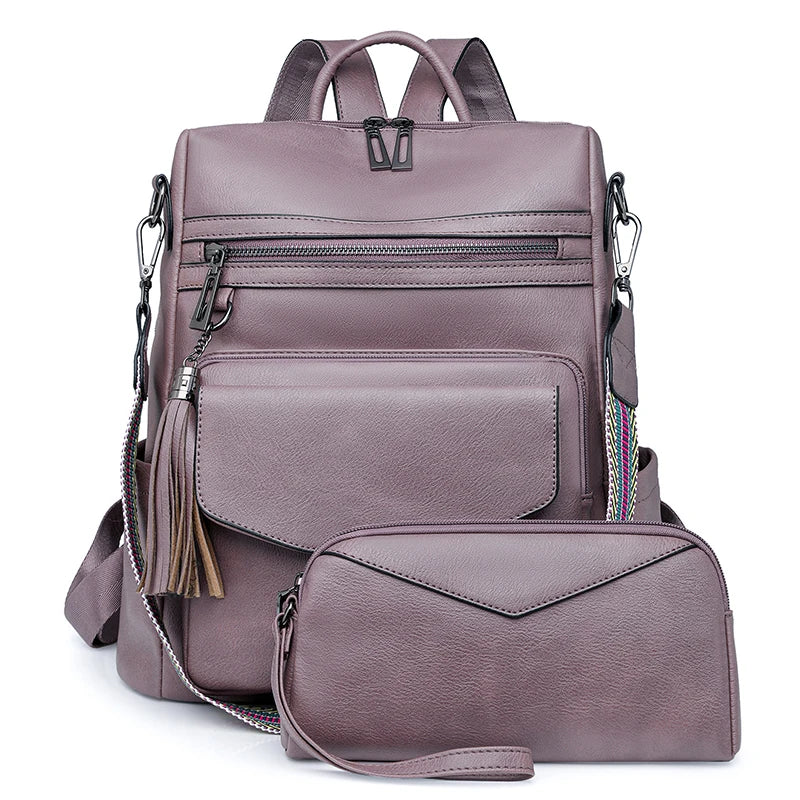 Women's Leather Convertible Backpack Purse – Multi-Pocket Shoulder and Travel Bag