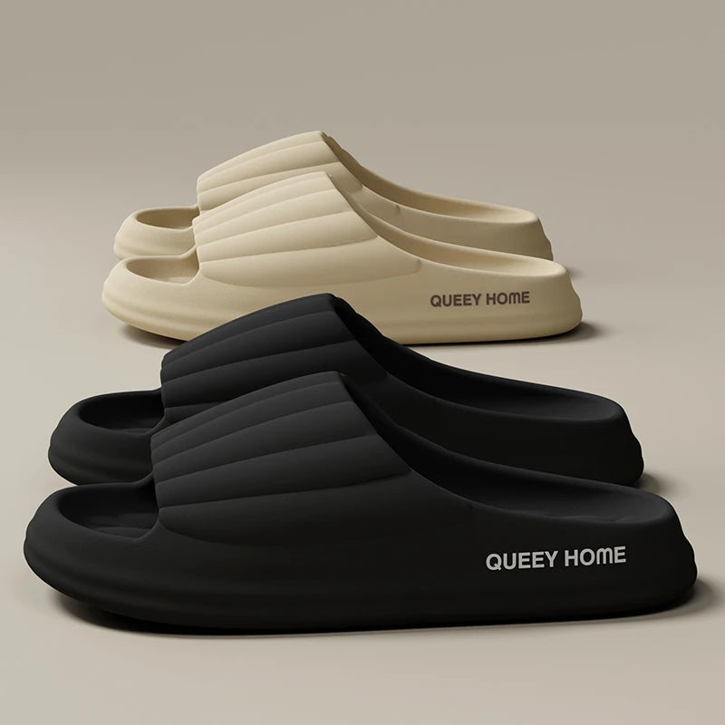Stylish Men's Slippers Thick Sole Pressure Distribution Soft Bouncy Comfort Beach Sandals Anti Slip Lightweight Shoes Men Women
