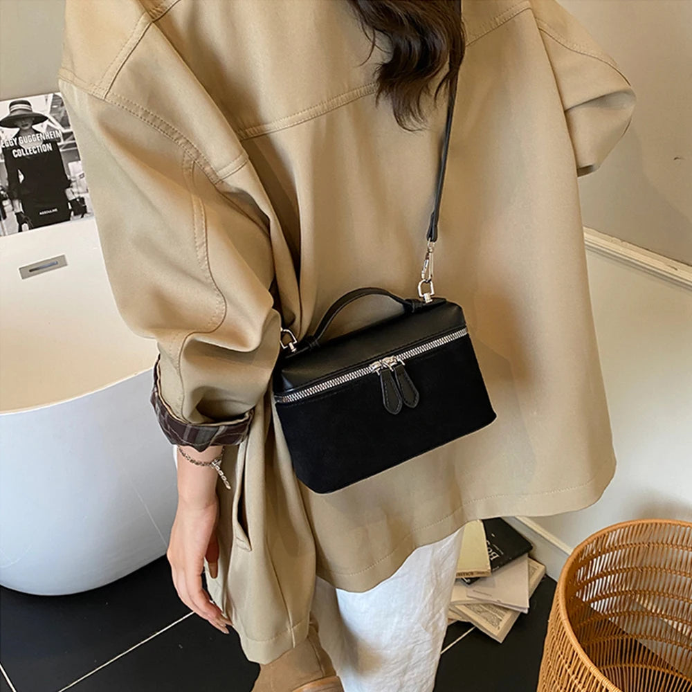 Women's Vintage Suede Patchwork Handbag – Large-Capacity Crossbody Shoulder Bag