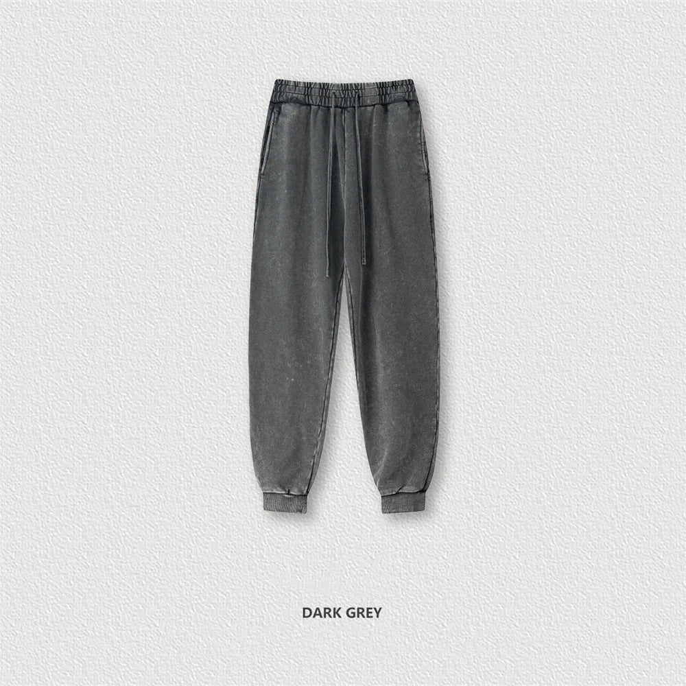 ZODF Unisex 400 GSM Heavyweight Jogger Pants – Washed Cotton Loose-Fit Streetwear Sweatpants