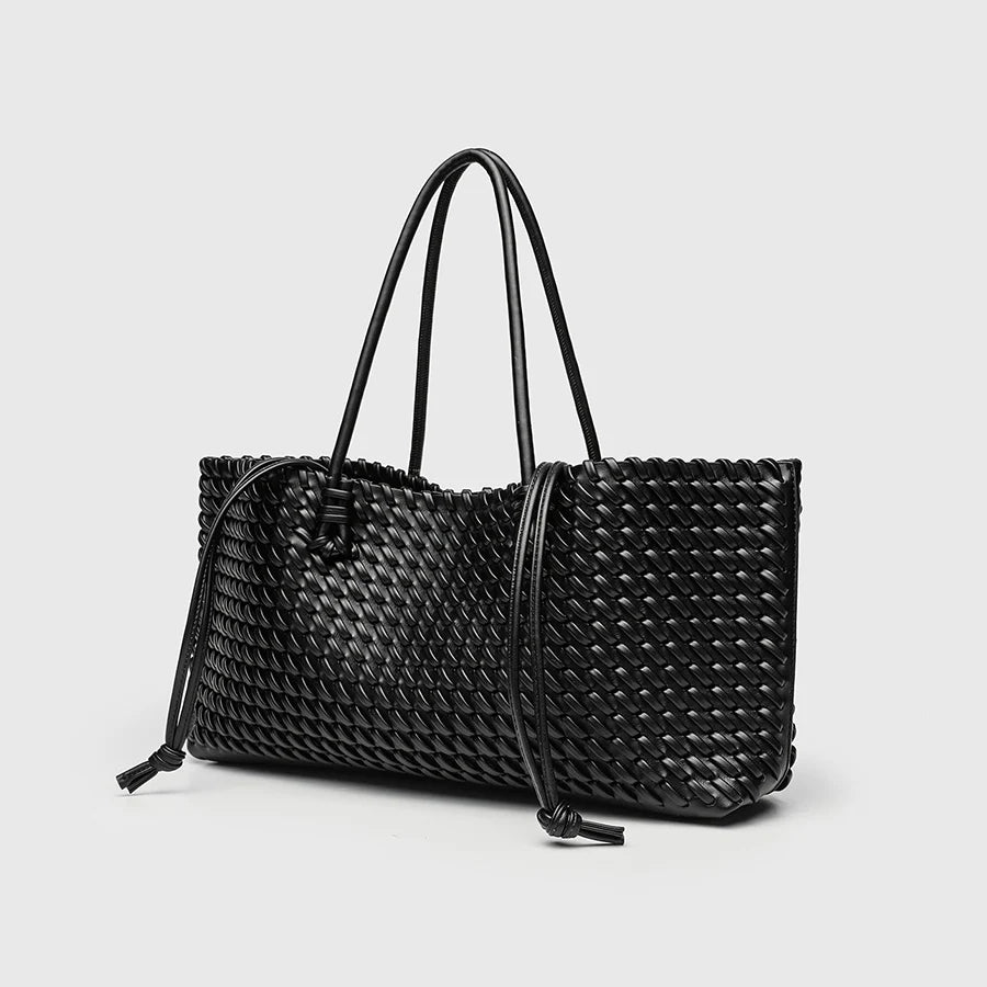 Fashion Design Woven Shopper Bag Top Handle Tote Bag Solid Color Women's Handbags Daily Shoulder Bags Commuter Clutch Purse Sac
