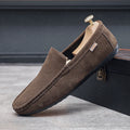 Men's Genuine Leather Handcrafted Slip-On Shoes - Breathable Comfortable Rubber Bottom Casual Formal Loafers